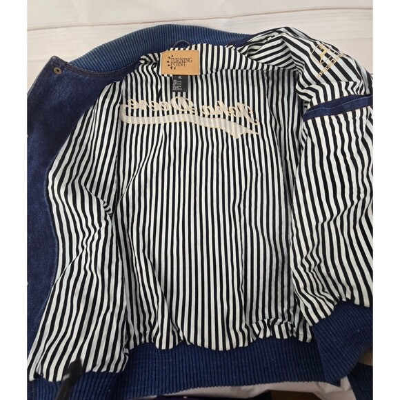 VTG Turning Point Denim 2-Tone Bomber Jacket 90' Embroidered John Deere Sz XL - Picture 6 of 10